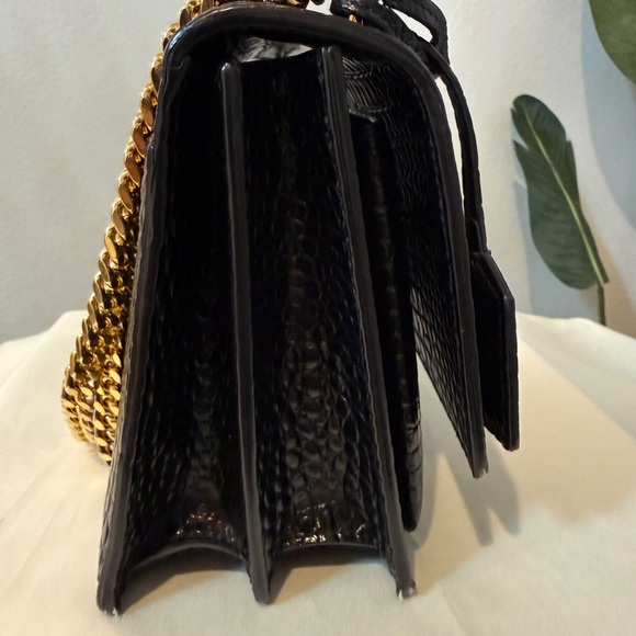 Yves Saint Laurent Sunset Black Croc-Embossed Shoulder Bag - Picture 15 of 16